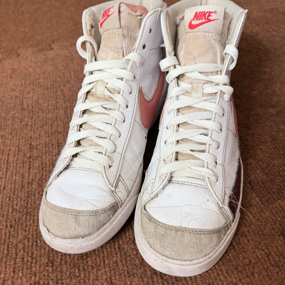 Nike Blazer Mid 77 White Pink Burgundy High Top Sneakers DQ4126-100 Womens 9 B- - Picture 4 of 11